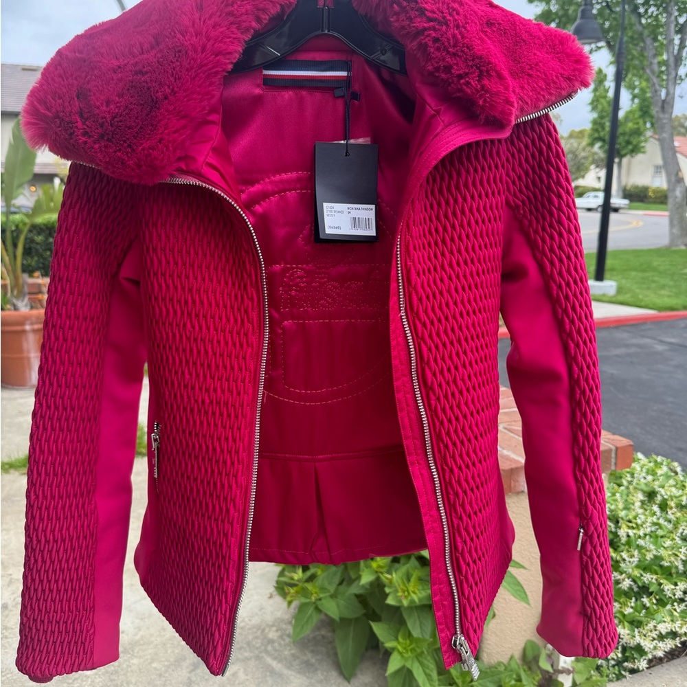 Fusalp Pink Puffer Jacket with Cozy Knit Texture